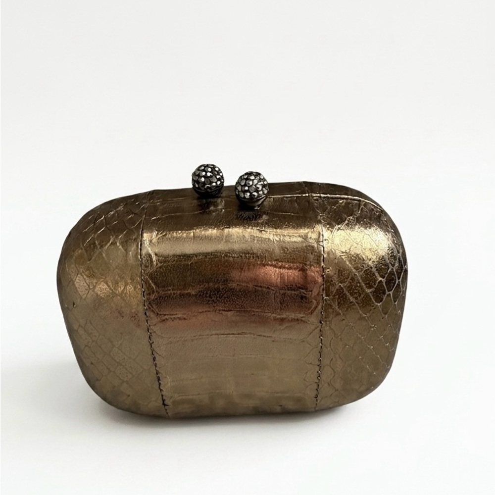 Kotur D'abo Metallic Gold Python Minaudière Clutch
